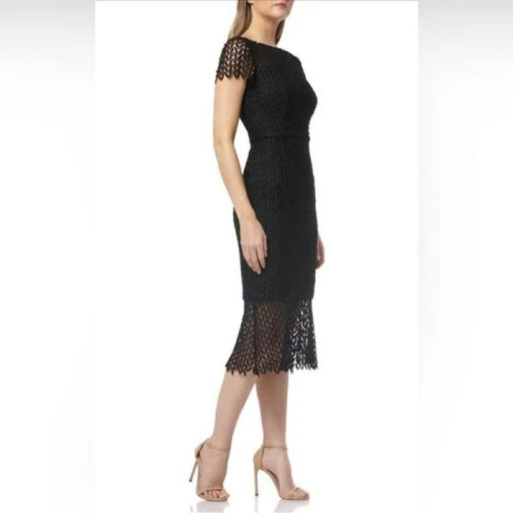 Kay Unger Black Tatum Mesh Lace Midi Dress (NWOT, $248) - 6